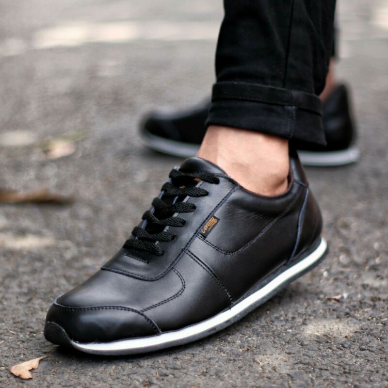 CEVANY MORLEY - Sepatu Casual Sneakers Kulit Pria Original Handmade Jalan Trendy Jogging Model Tali