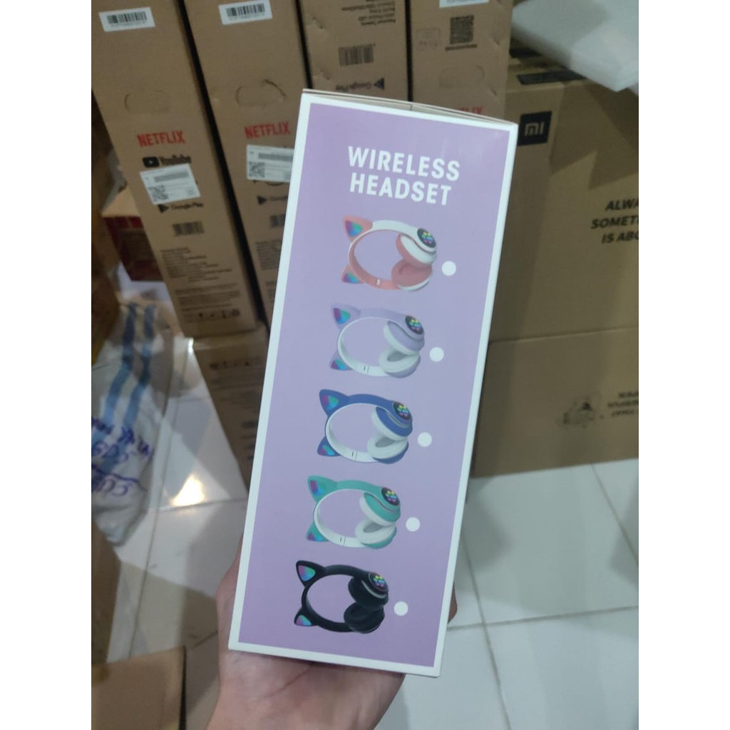 CAT EAR HEADSET BLUETOOTH LED WIRELESS STEREO BASS TIPE STN-28 HEADSET BLUETOOTH GAMING