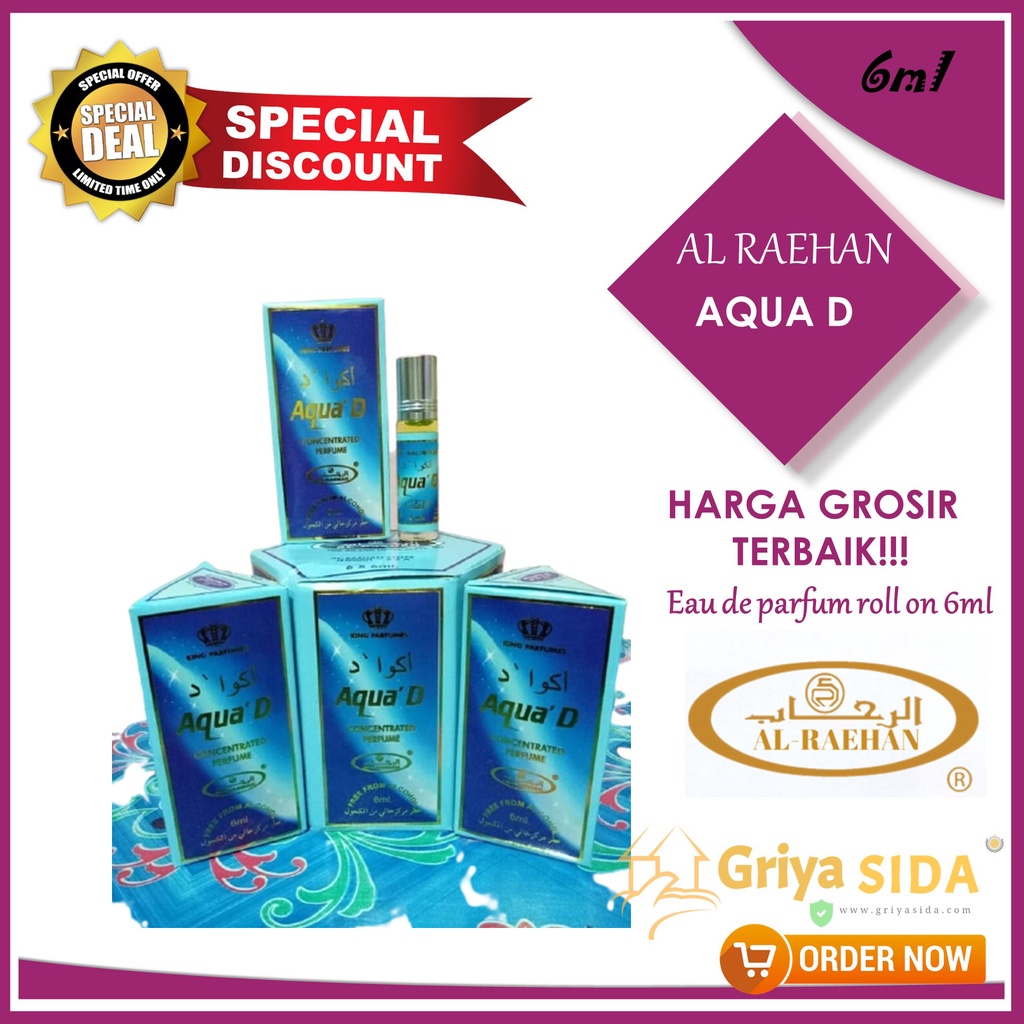 Parfum Aqua D 6ml alraehan aroma Aqua D al raehan mirip al rehab parfum Harga grosir PROMO!!
