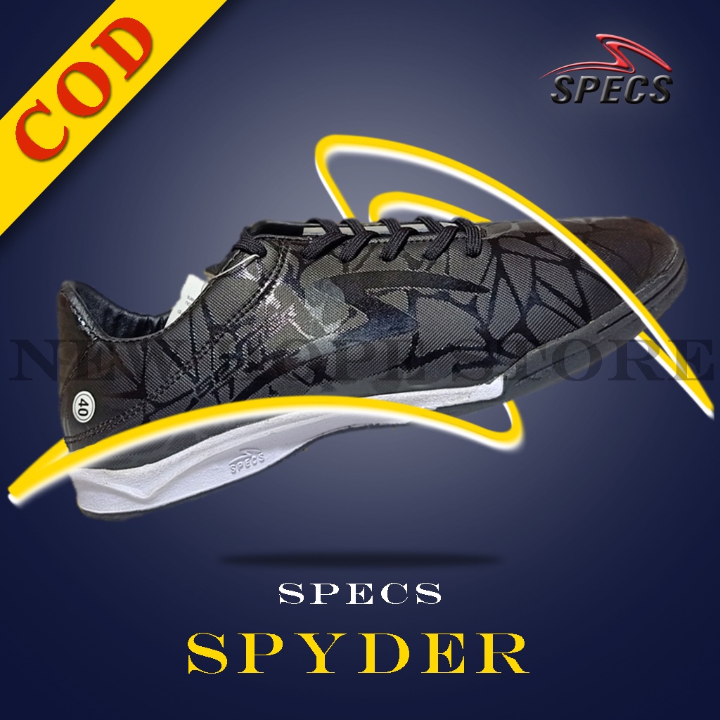 Sepatu Futsal Specs Accelerator Spyder Hitam Polos Grade Original 100% Futsal Murah
