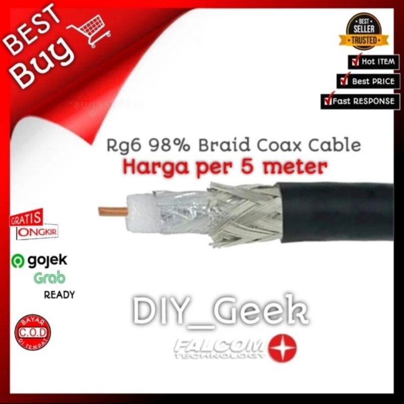 Kabel Rg6 Falcom 98% Braid - 5 meter