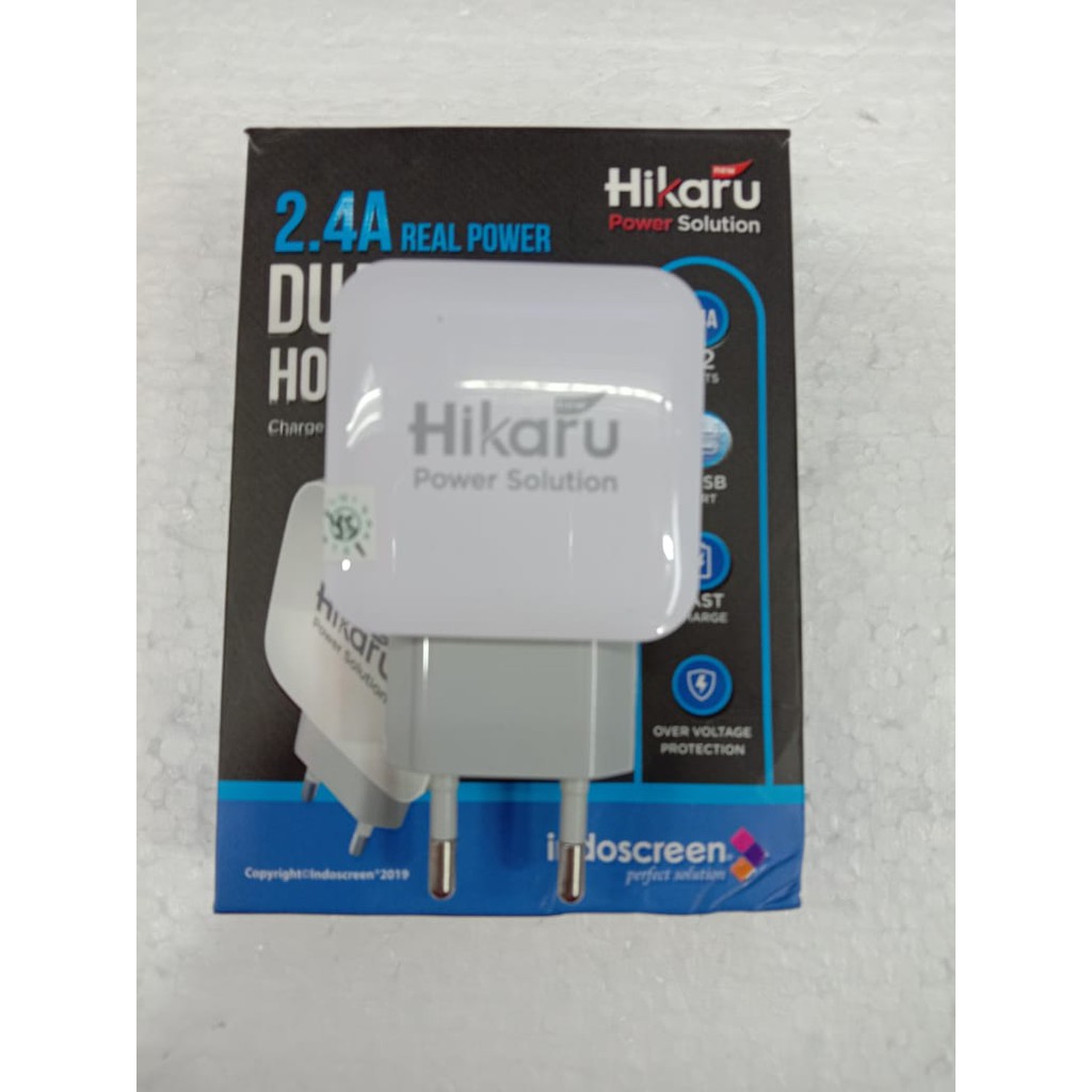 BATOK CHARGER HIKARU DUAL USB 2.4A REAL POWER