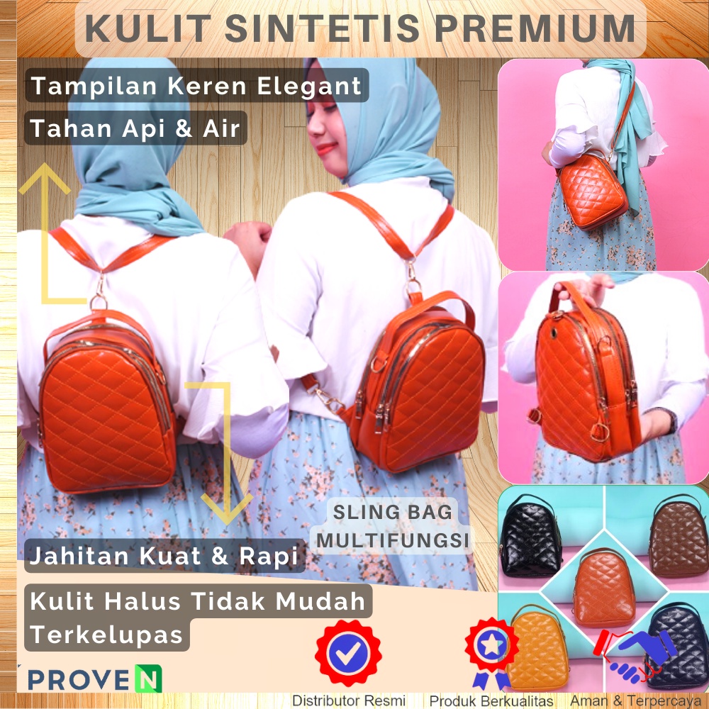 Tas Ransel Kulit Wanita Original Multifungsi Tas Selempang Kulit Wanita ER01 Backpack Fashion Stylish Wanita Tas Ransel Cewek GARANSI ORIGINAL