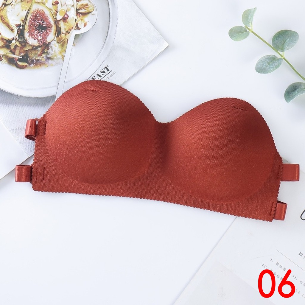 Blackpink Bra Push Up Model Backless BH Tanpa Tali Polos Gaya Korea Untuk Wanita 1002-BROWN