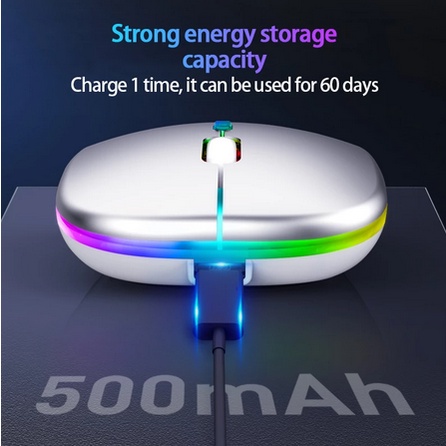 Bluetooth 5.1 + 2.4G Silent Wireless Mouse Rechargeable 1600 DPI RGB LED Backlit Isi Ulang Mouse Gaming-1