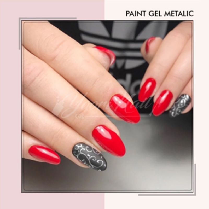 Paint gel metalic silver gold painting gel nail art metallic metalik