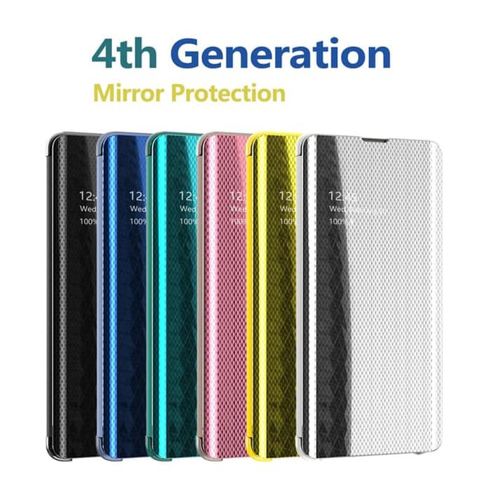 Samsung Galaxy Note 9 Note9 Flip Clear View Motif Standing Cover Mirror Case