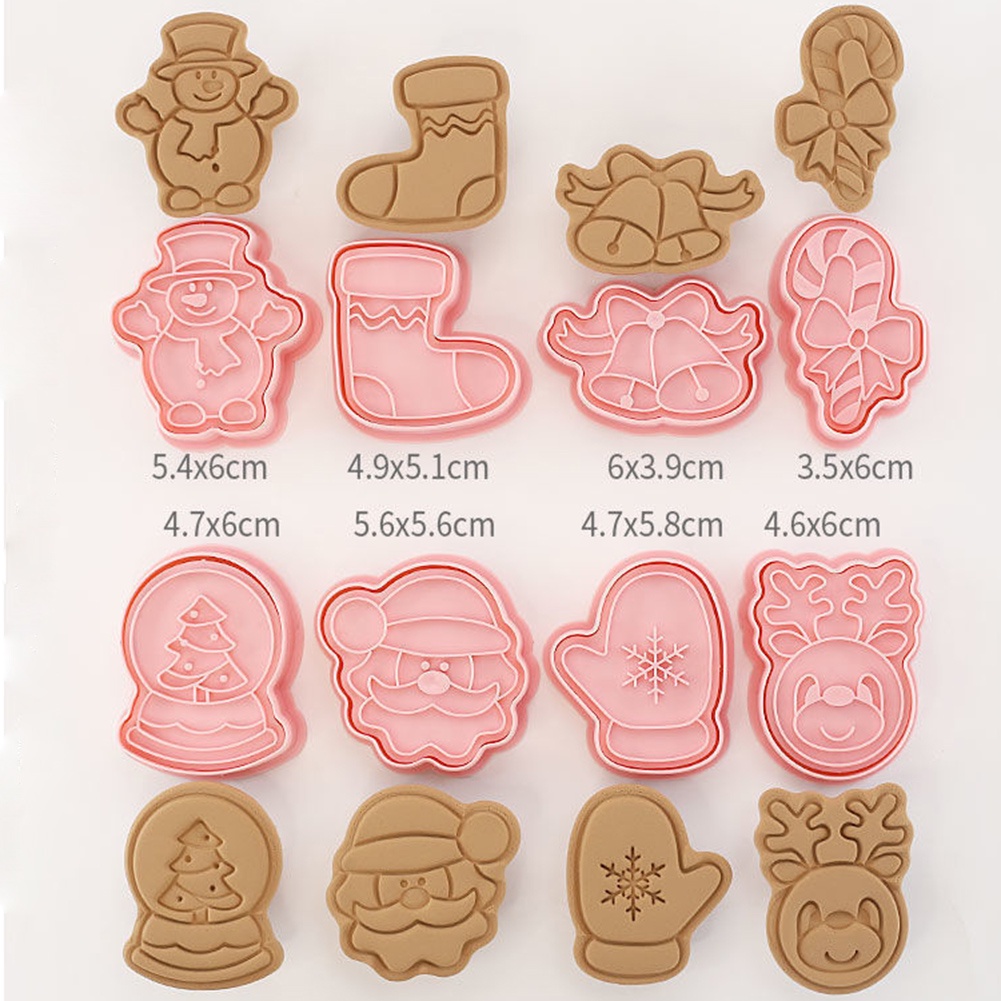 4pcs / Set Cetakan Adonan Kue Fondant Desain Kartun Santa Snowflake Untuk Dekorasi Natal