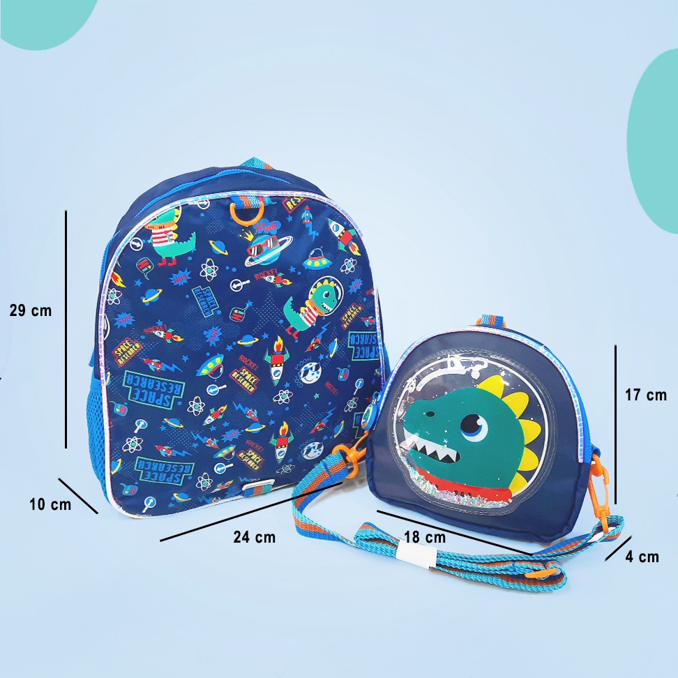 VEST TAS RANSEL ANAK PAUD 2IN 1 SELEMPANG KECIL DINO/UNICORN U2022