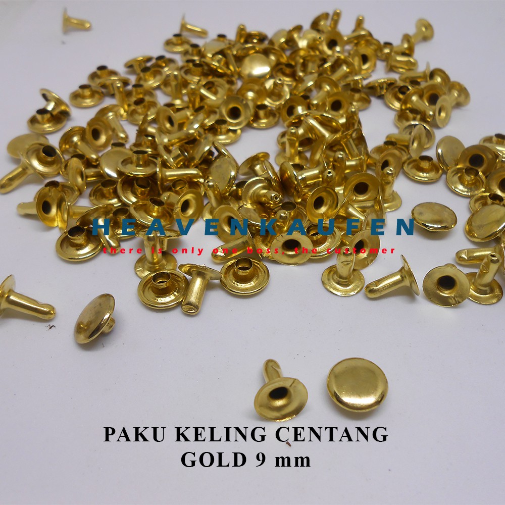 Paku Keling Centang/Gepeng Gold (Emas) 9 mm Harga per pack isi 50 pasang