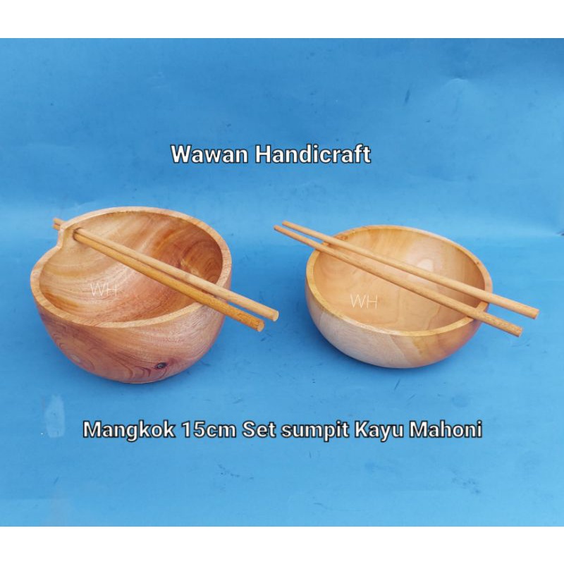 Jual Mangkok Kayu Mangkok Ramen Mangkok Bakso 15cm Set Sumpit Kayu