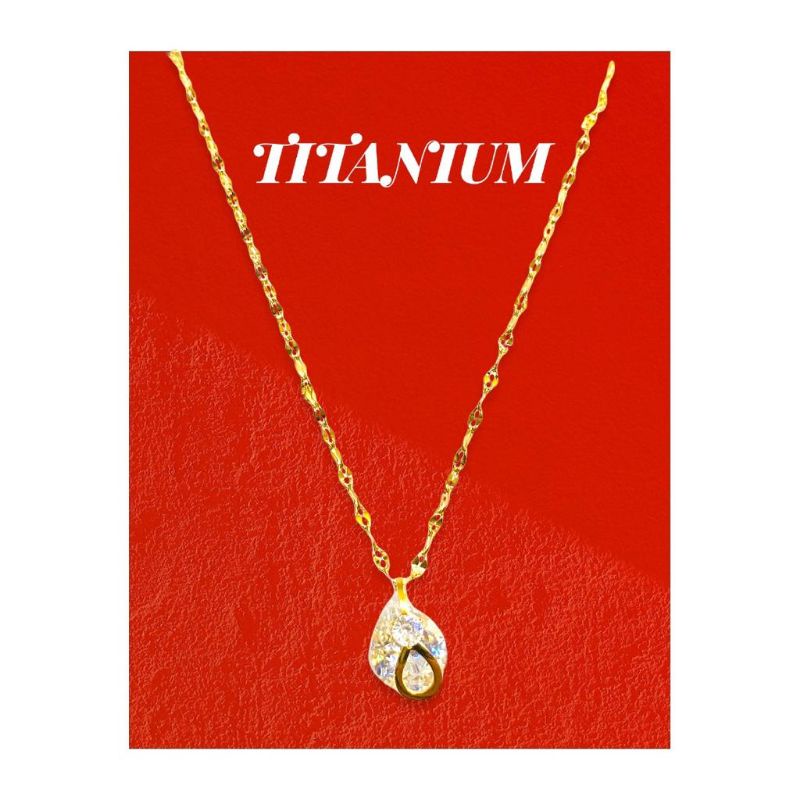 kalung titanium. permata//perhiasan. anti luntur anti karat//kalung titanium//titanium//kalung