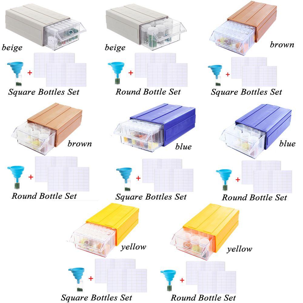 Preva Manik-Manik Wadah Penyimpanan Manik-Manik Laci Corong Silikon Botol Bor Lukisan Berlian 5D