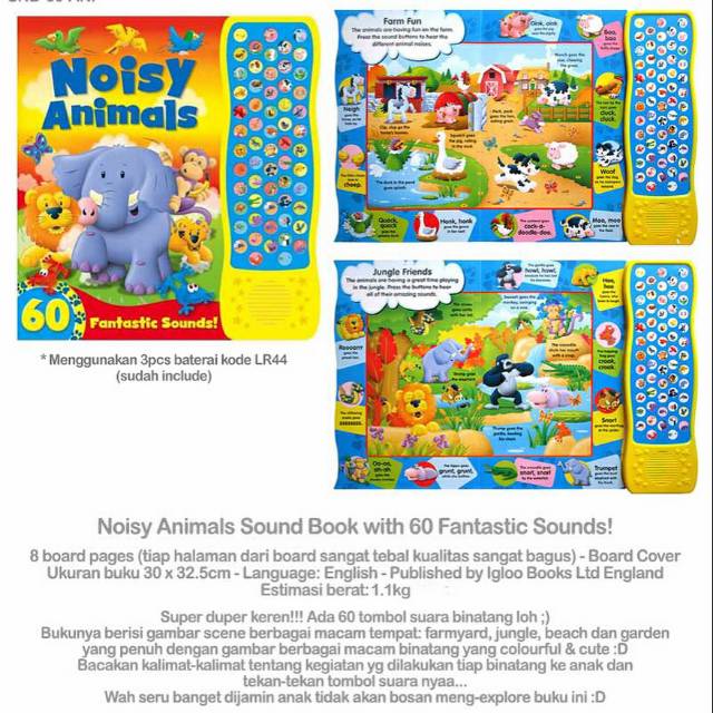 Jual NOISY ANIMALS atau NOISY FARM SOUND BOOK WITH 60 FANTASTIC SOUND