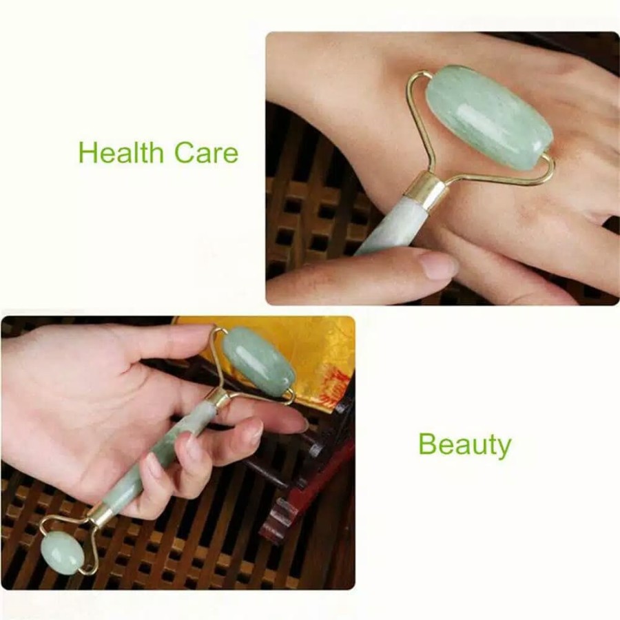 CLEARANCE SALE - Jade Face Roller Alat Pijat Warna Hijau dan Rose Untuk Perawatan Wajah