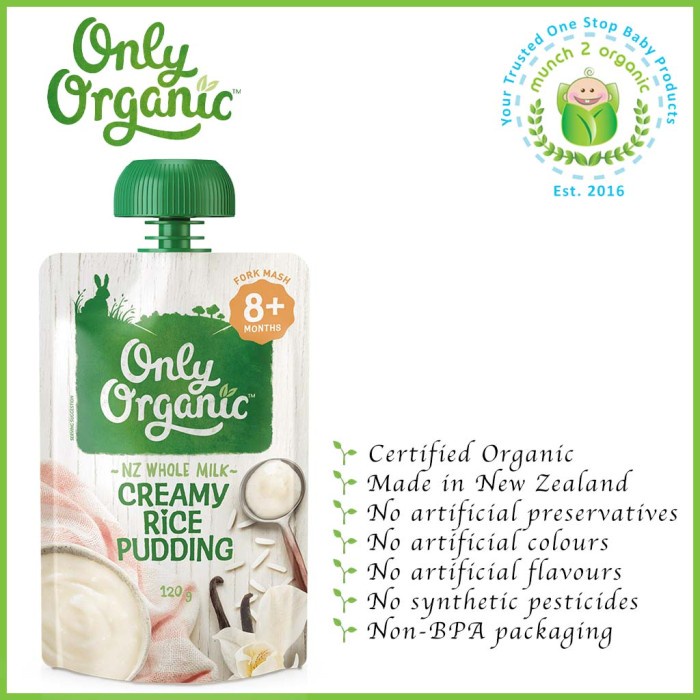 

ROMAN ONLY ORGANIC POUCH FOOD CREAMY RICE PUDDING 8+
