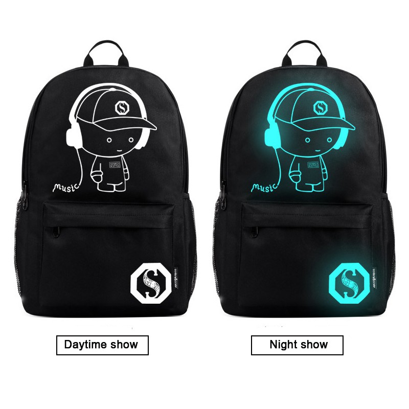 Highland Tas Ransel Luminous Backpack Tas Sekolah USB Tas Laptop Anti Maling Tas Punggung TCR03