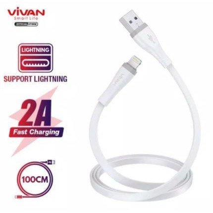 VIVAN Kabel Data SL100S Cable Data Lightning 1M Fast Charging 2A For Iphone Garansi Original Resmi