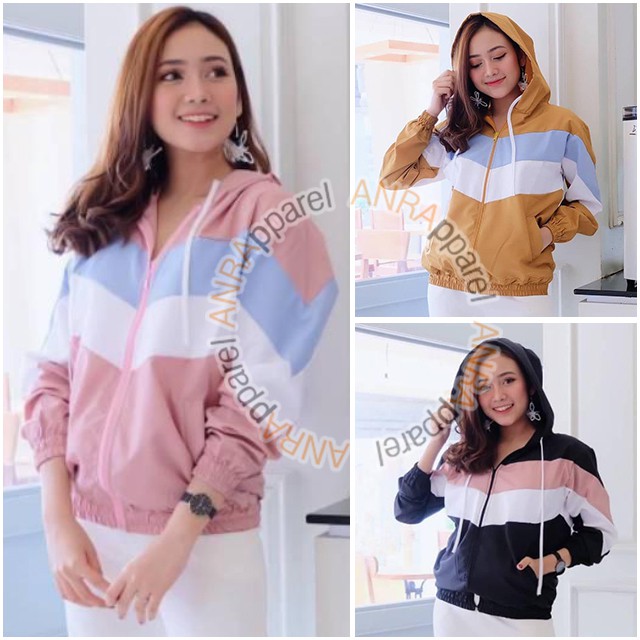 LUMINO Jaket Hoodie wanita -  Jaket Parasut Hoodie Wanita