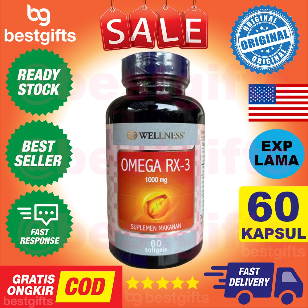 WELLNESS OMEGA RX-3 RX3 RX 3 1000 MG KESEHATAN OTAK MATA JANTUNG PIKUN DAYA TAHAN TUBUH 60 KAPSUL