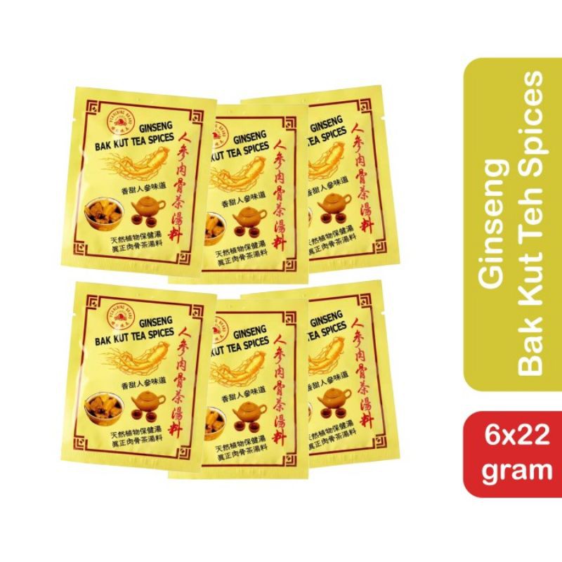 

Ginseng Bak Kut Tea Spices 6pcs x 22gr Pearling Bumbu Bakut Bakkut Teh