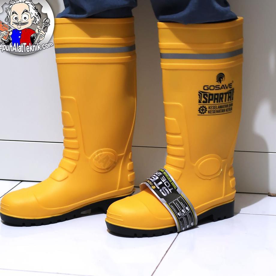 Sepatu Boot Safety PVC Sparta Gosave Steel Toe Ujung Besi Baja