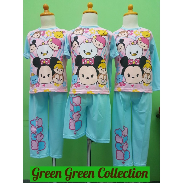 Baju Tidur/ Piyama Kaos Anak Disney Tsum Tsum