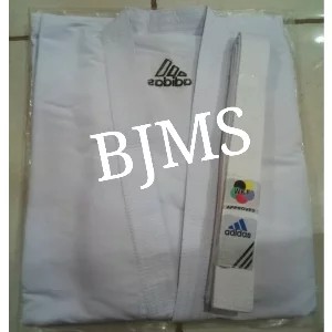BO_   Setelan Baju Dobok Dogi Karate Adidas Polyster Putih Dan Sabuk XXL