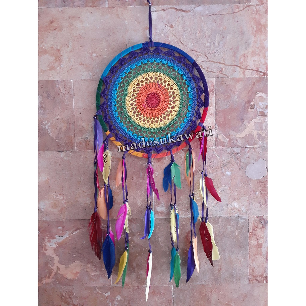 Dream catcher sulam jaring pelangi 82 cm