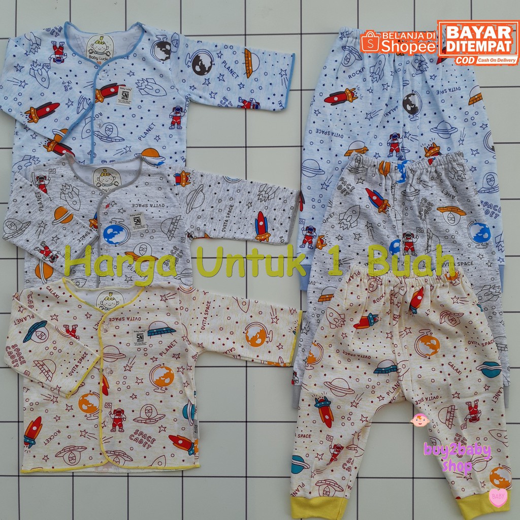 Setelan Piyama Panjang Bayi BABY LUCKY Astronot Series usia Newborn (0-3) Bulan 1 PCS