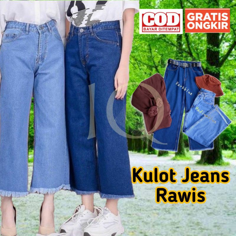 HIGH WAIST KULOT JEANS RAWIS BAWAH PREMIUM | KULOT PREMIUM | KULOT JEANS WANITA