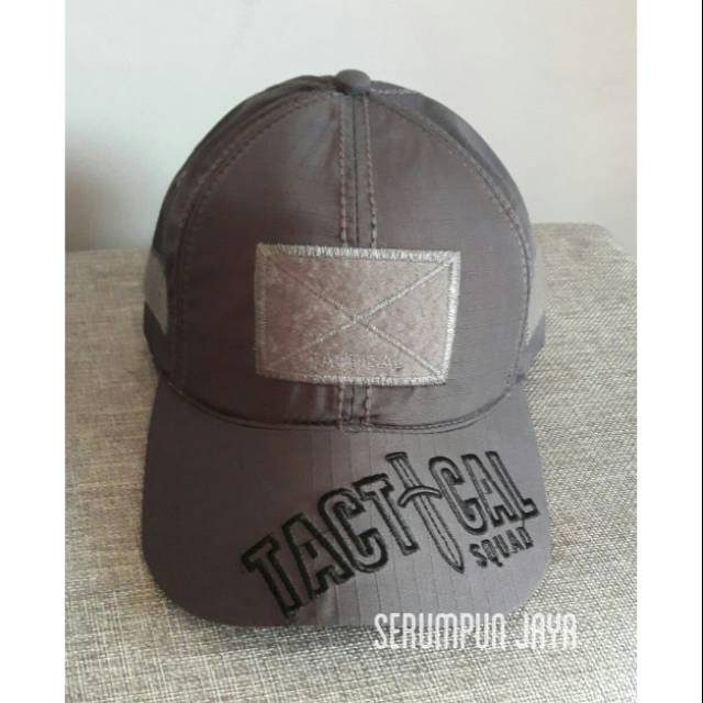 TOPI TACTICAL ABU VELCRO TEMPELAN PEREKAT PATCH RUBBER