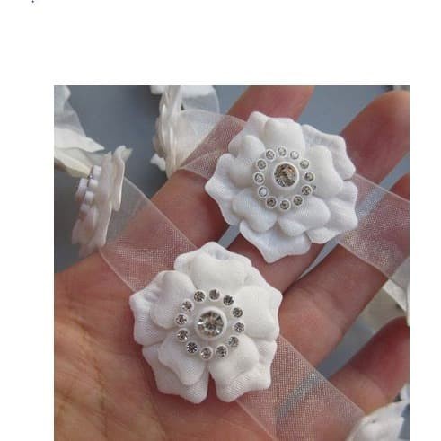 Lace Patch - White Flower Beading #30 (5pcs)