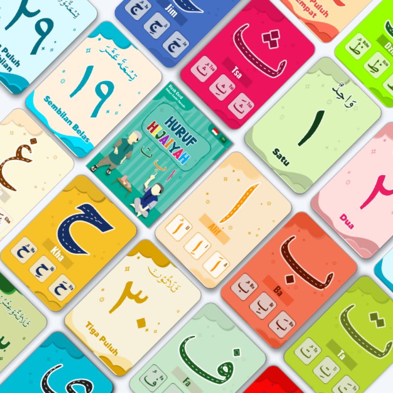 Kartu Flashcard mainan edukasi anak Ayo Mengenal Huruf & Angka Hijaiyah kartu belajar