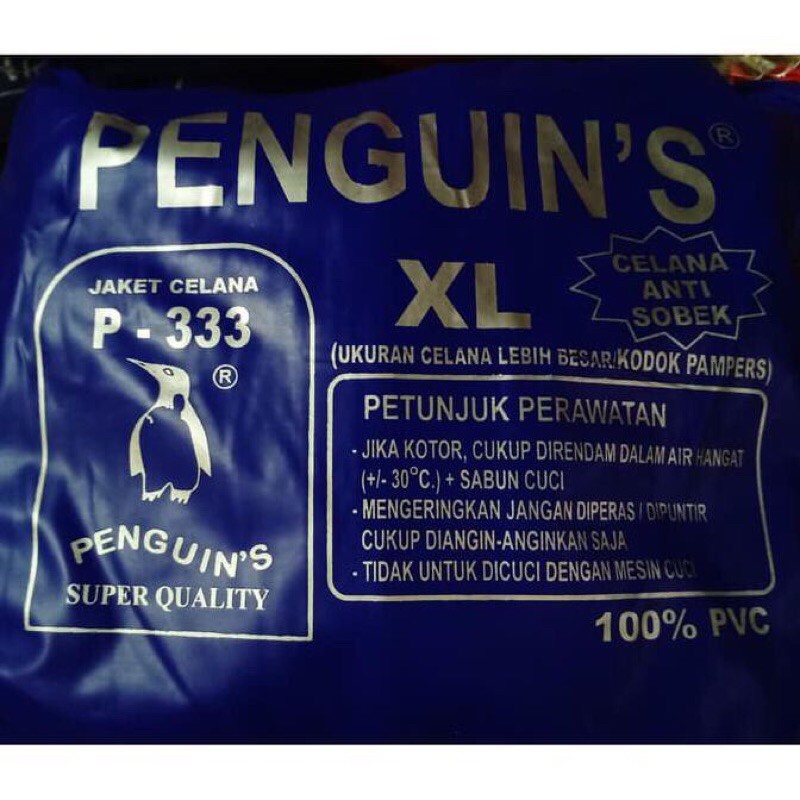 Jas Hujan Setelan Jaket Celana RINGAN Penguins P 333 PVC TEBAH HARGA Murah Size XXL