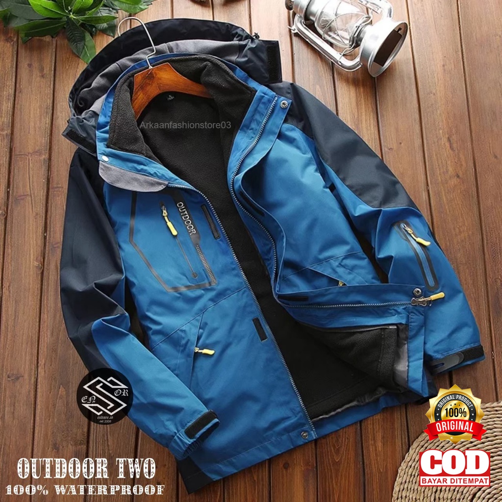 AKN - Jaket Hoodie Outdor Gunung Pria Anti Air / Jaket Hoodie Outdoor Tebal Waterproof &amp; Windproof / Jaket Motor Cowok Terbaru Original