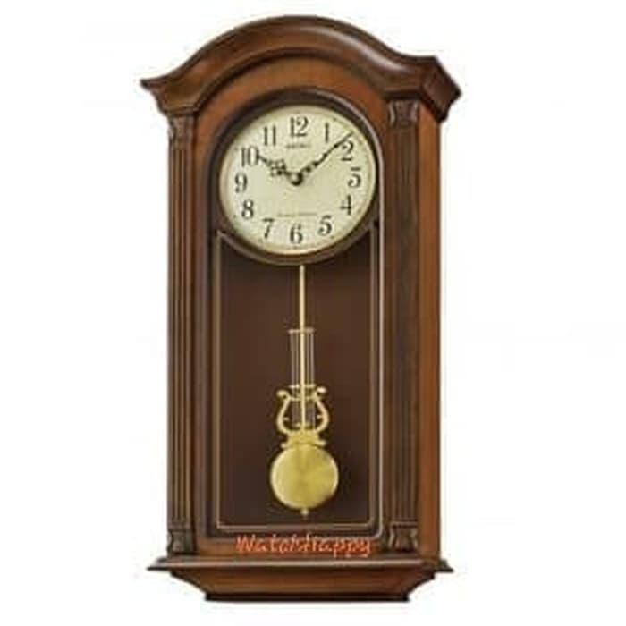 Jam Seiko Wooden Wall Clock Qxh066B Dual Chimes QXH066 Original