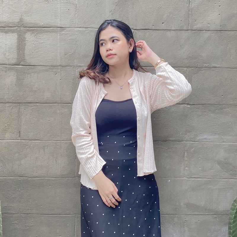 Hoolaqueen - Cardigan Knit Wave - Casual Outfit - Cardigan Rajut Halus