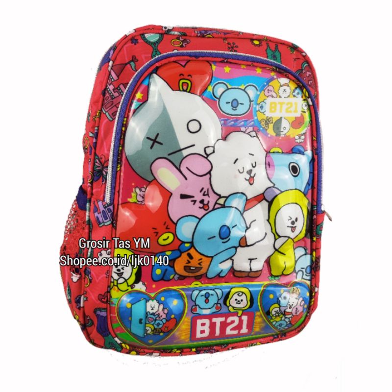Tas Anak Perempuan BT21 Gambar Timbul. Ukuran PAUD - TK.