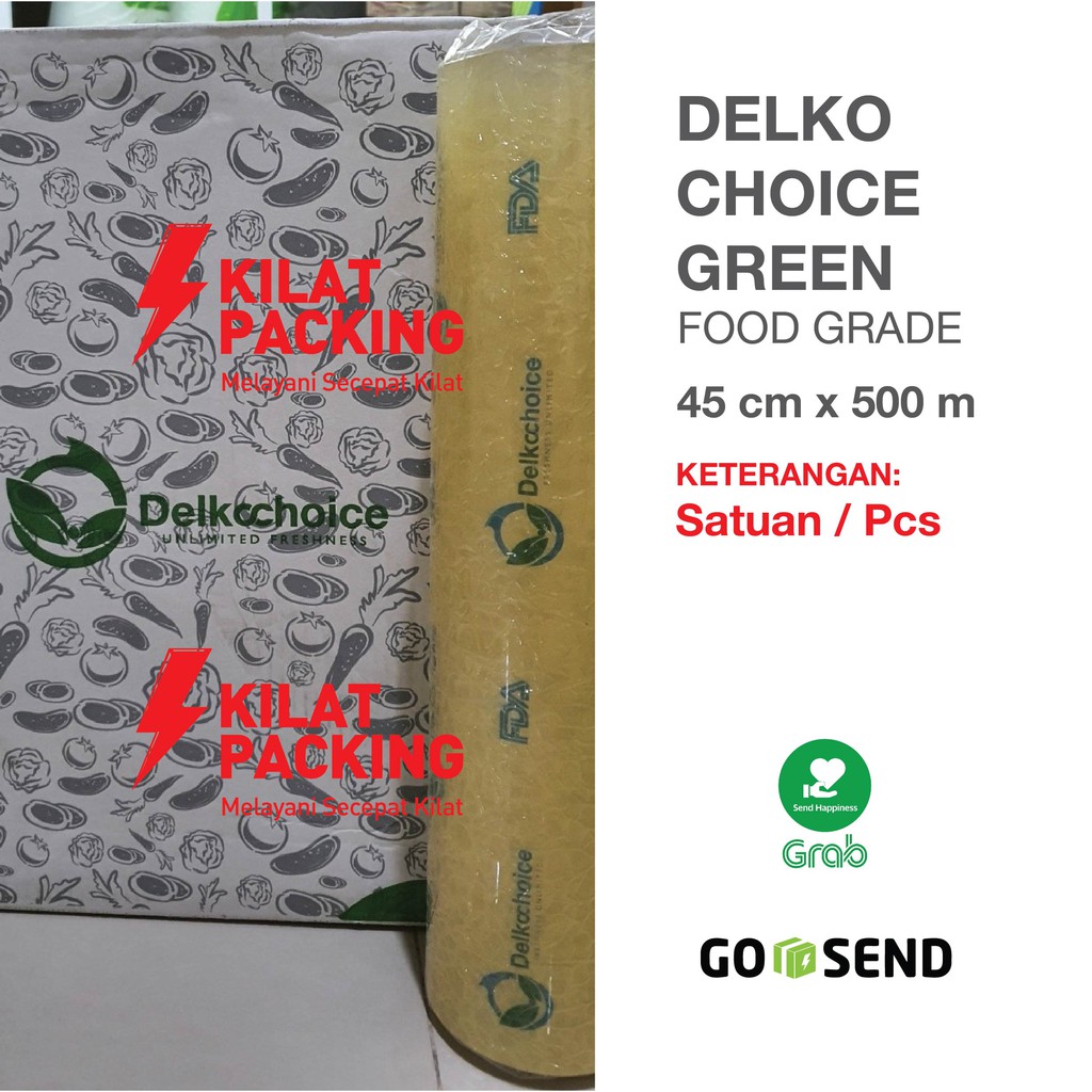 Cling Wrap Delkochoice Hijau 45cm x 500m - PLASTIK PEMBUNGKUS MAKANAN - PLASTIK WRAPPING MAKANAN