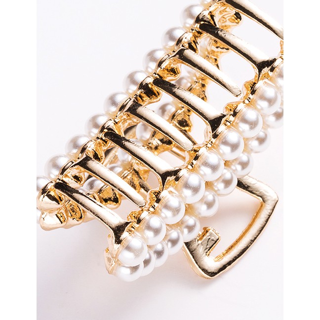 LRC Jepit Rambut Fashion Gold Diamond-studded Clip F5158X