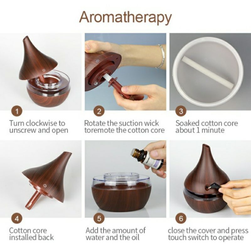 1 KBAYBO ULTRASONIC AIR HUMIDIFIER AROMATHERAPY WOOD GRAIN 300 ML PENGHARUM RUANGAN-6