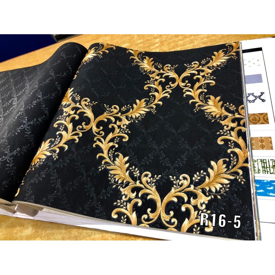 WALLPAPER DINDING KLASIK SALUR GOLD EMAS MEWAH FV