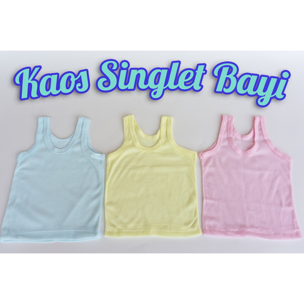 6 Pcs Singlet bayi Kaos dalam bayi S L M XL isi 1/2 Lusin