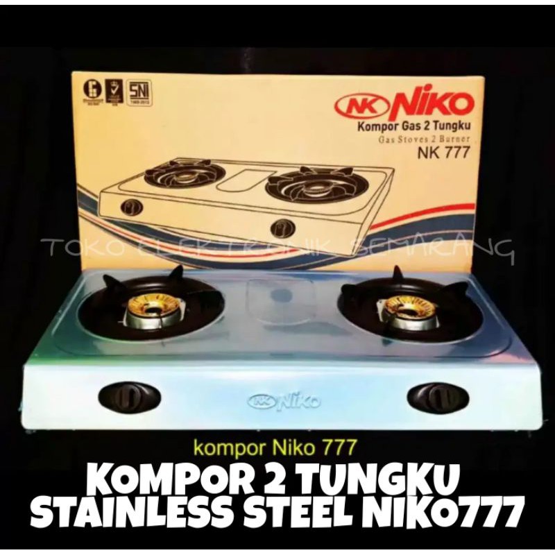 NIKO KOMPOR GAS 2 TUNGKU MURAH NK 777 ABS MURAH BURNER KUNINGAN API BIRU BODY STAINLESS ANTI KARAT