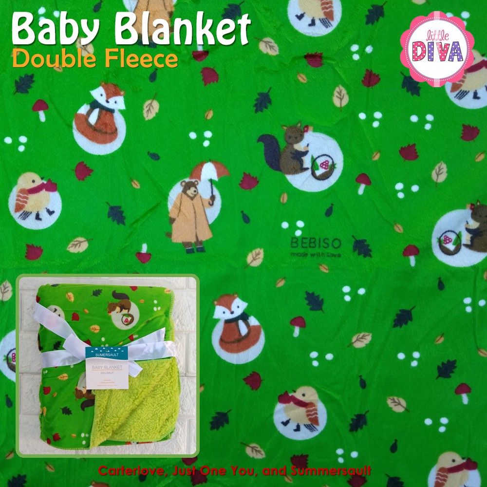 Double Fleece Baby Blanket Boy Girl Selimut Bayi Bolak Balik kado cdf