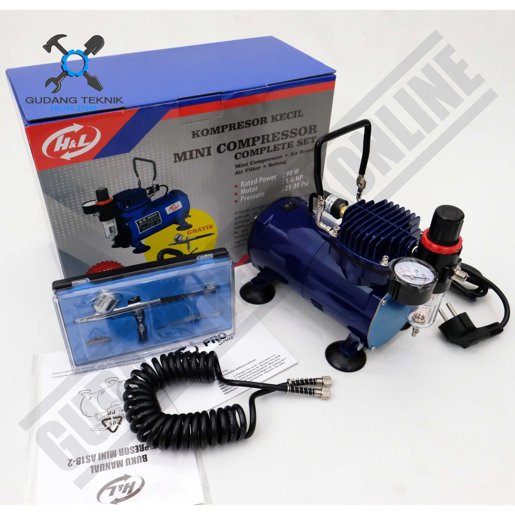 Kompresor Mini H&amp;L - Compressor Complete Set With Air Brush Kit H&amp;L