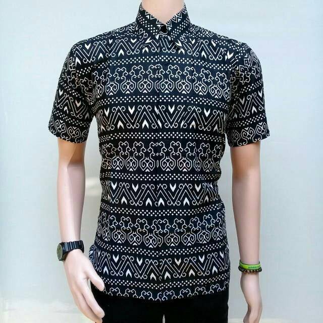 Hem Batik Monokrom Semut Hitam Putih | Atasan Kemeja Pria Modern