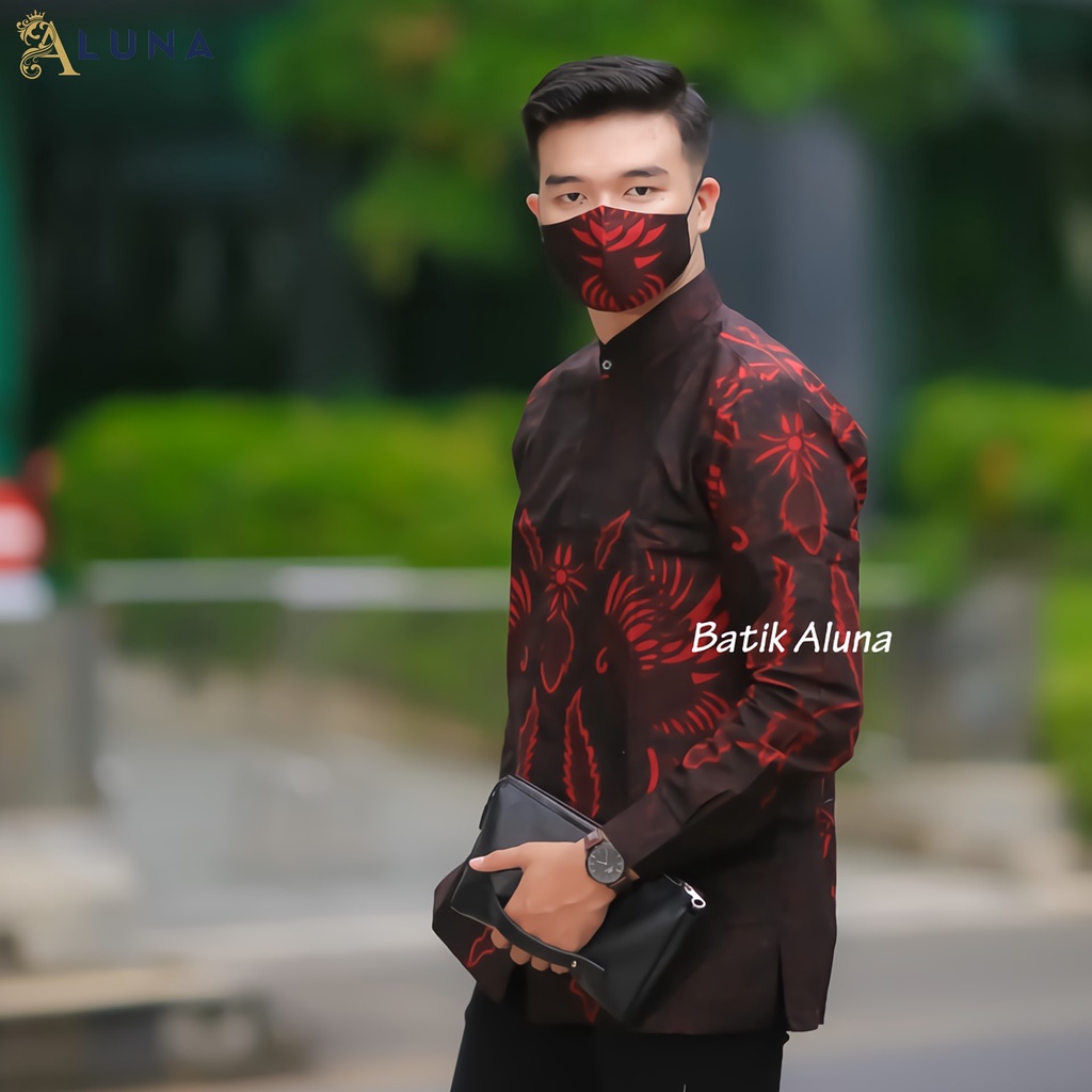 Baju Koko Kurta Pakistan Pria Dewasa Motif Batik Aluna Baju Muslim Lengan Panjang Good Quality Katun Premium MBA 011