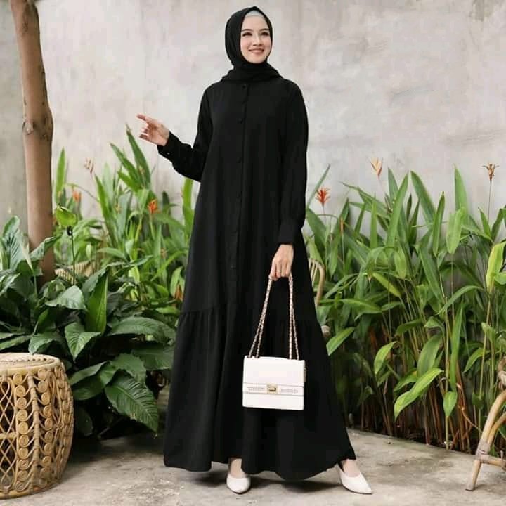 Gamis Bella Ruffle Bahan Moscrepe Premium